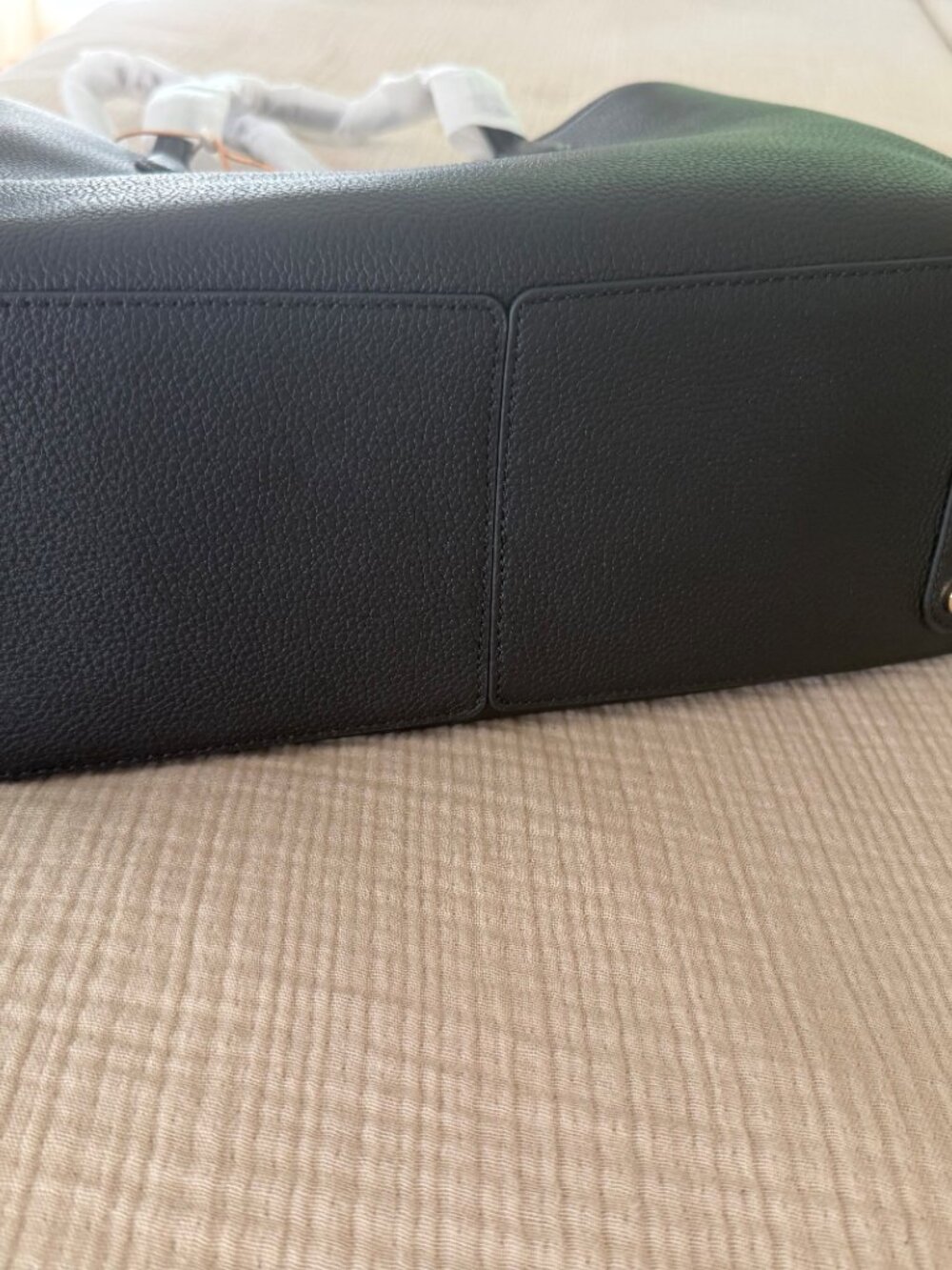Italian Leather Triple Compartment Work Tote Black NWT - Picture 4 of 6